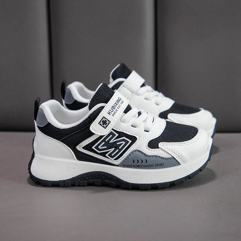 Baskets pour enfants, design tendance, blanches, antidérapantes, décontractées, pour garçons et filles, à scratchs, respirantes, chaussures d'extérieur pour tout-petits