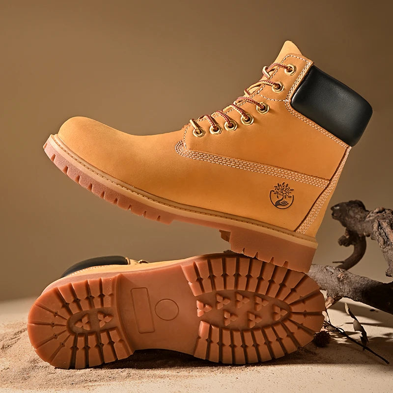 Chaussures de marche pour hommes de haute qualité mode Sports de plein air loisirs bottes hautes hiver velours anti-dérapant plat à lacets bottes pour homme