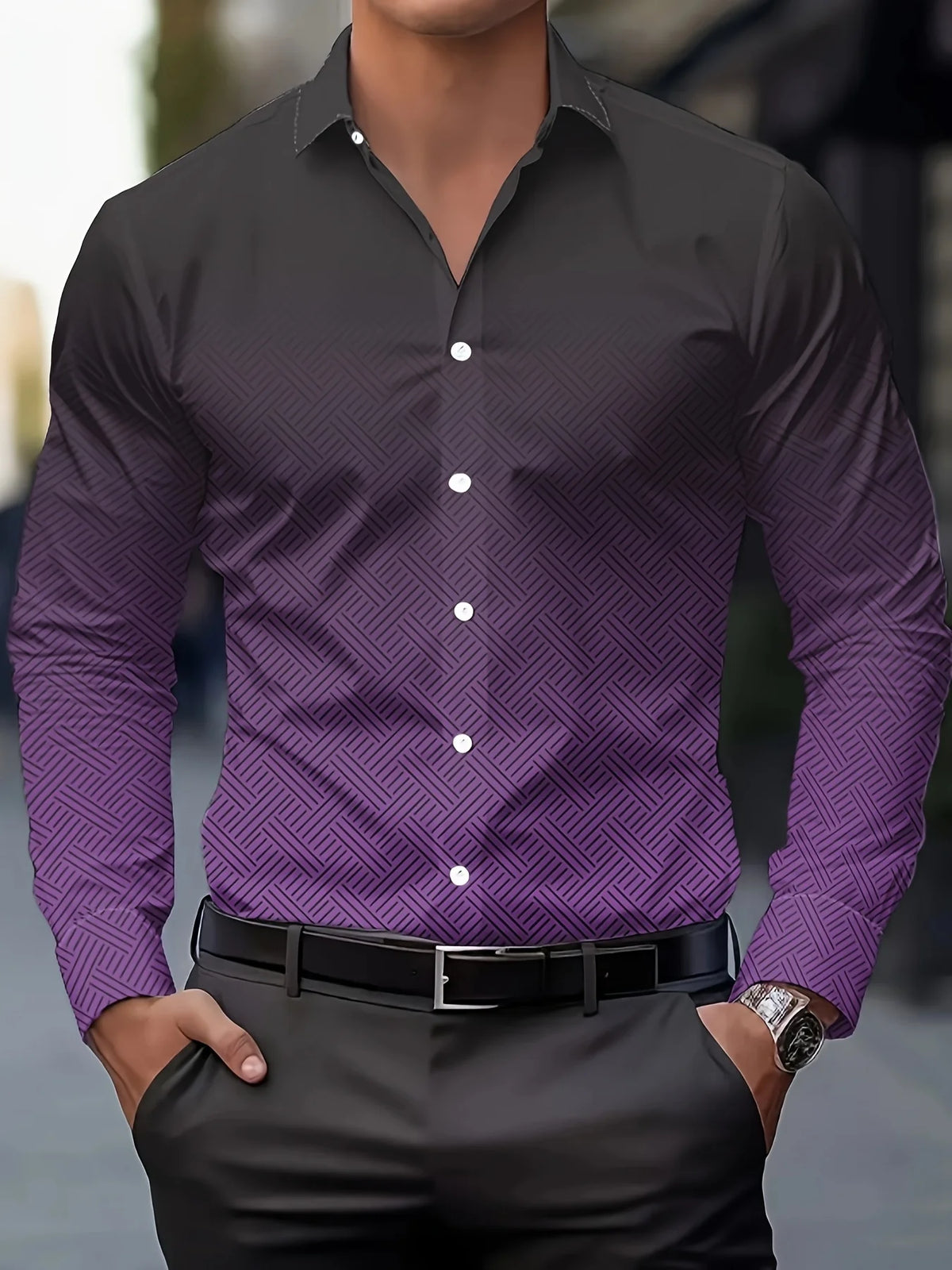 Costume chemise rose noir blanc décontracté extérieur couleur unie rayé confortable doux revers hommes hauts bureau grande taille 2024