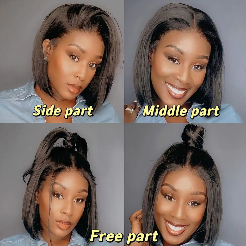 Newmi Bob perruques courte Bob perruque dentelle avant perruques de cheveux humains cheveux raides 13x4 dentelle frontale cheveux humains Bob perruques pour les femmes