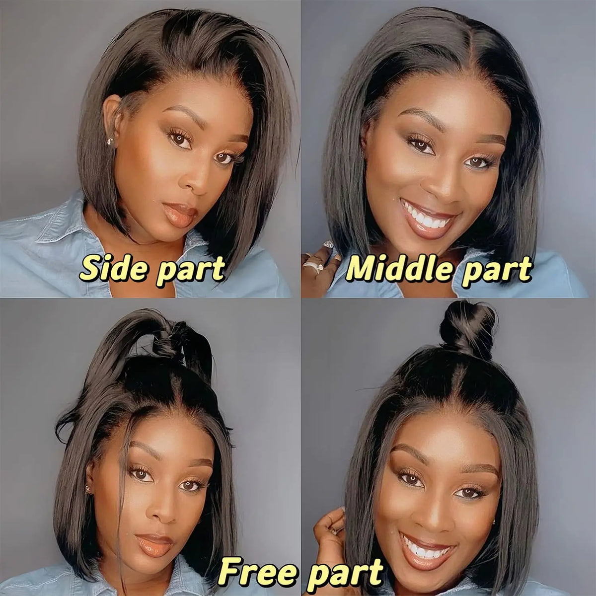 Newmi Bob perruques courte Bob perruque dentelle avant perruques de cheveux humains cheveux raides 13x4 dentelle frontale cheveux humains Bob perruques pour les femmes
