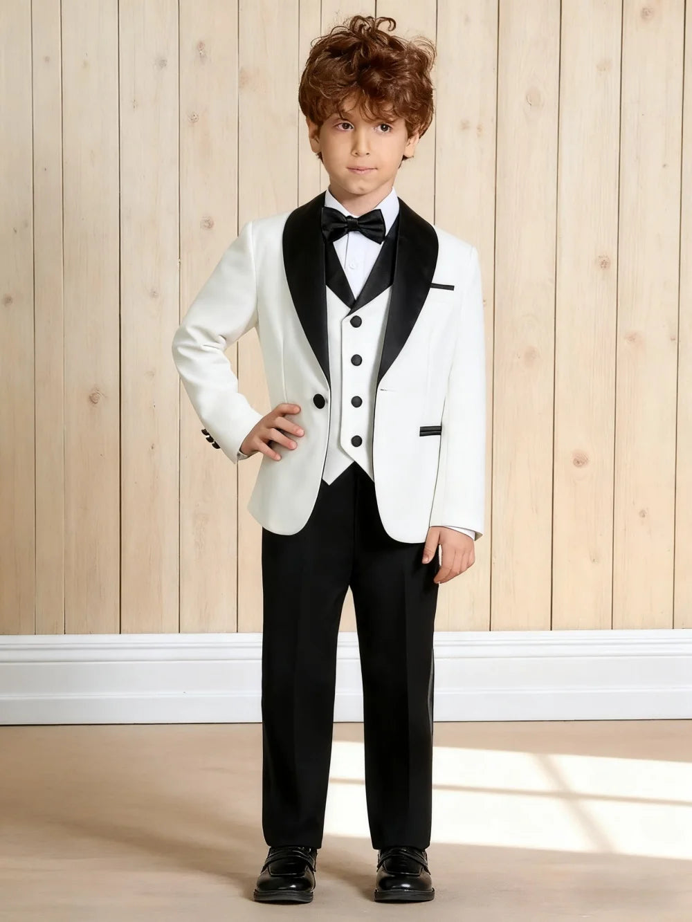 Vente chaude élégant vert émeraude garçons costume formel ensemble 3-14 ans 4 pièces enfants mariage smoking Blazer gilet pantalon nœud papillon