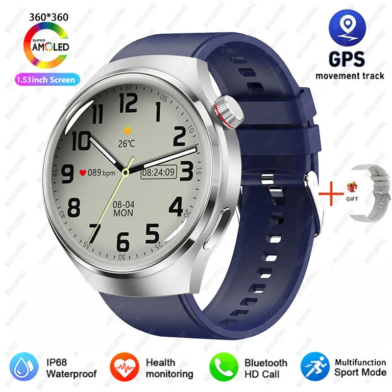 Nouvelle Montre Connectée GPS 4 Pro 2026 pour Hommes, Écran AMOLED 360*360, Fréquence Cardiaque, Appel Bluetooth, Étanche IP68, Montre Intelligente Sportive pour Homme