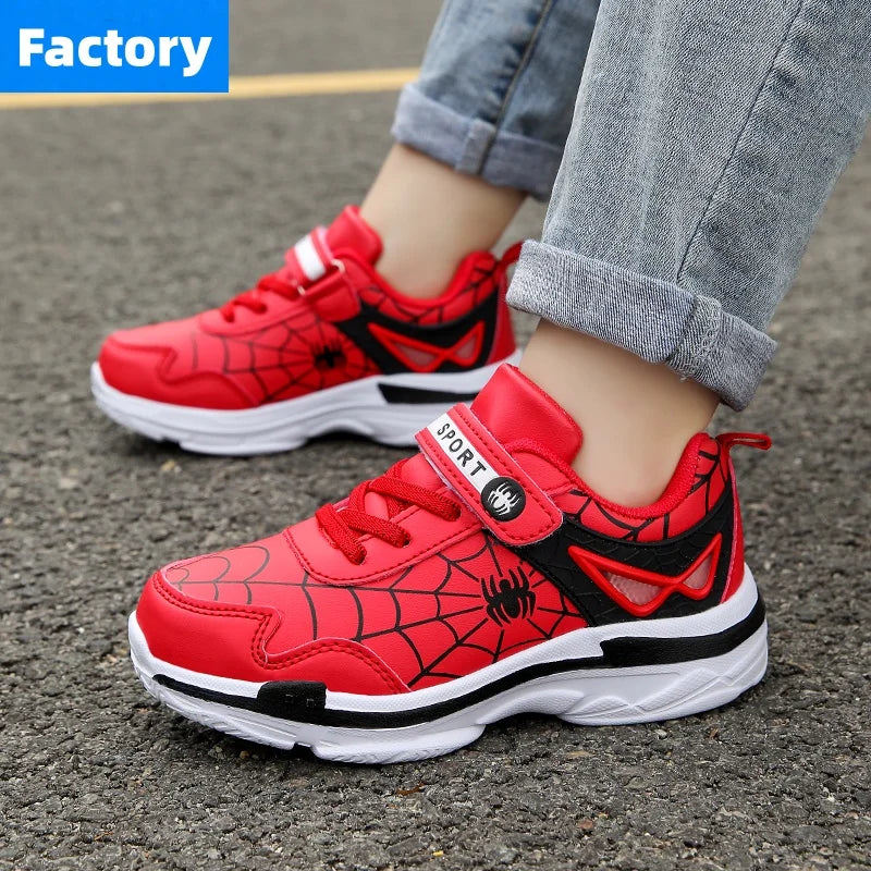 Chaussures de sport confortables pour garçons, baskets de course légères et antidérapantes pour l'extérieur, motif araignée de dessin animé pour enfants