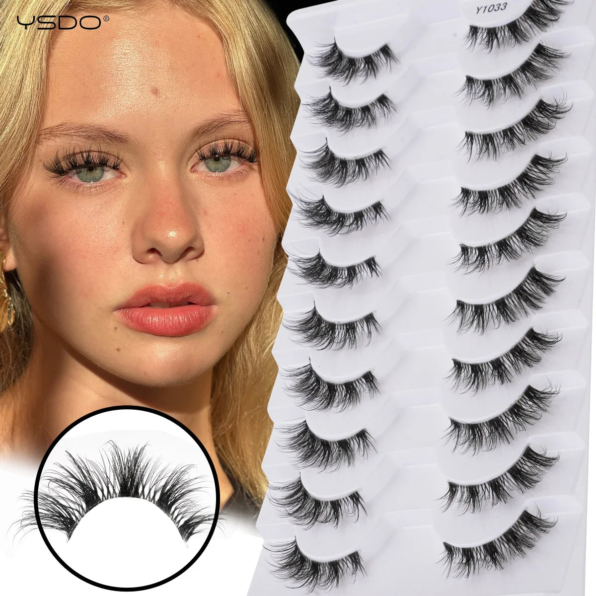 YSDO-Demi cils de chat doux, bande claire naturelle, faux cils, contaminants naturels, py, faux cils de vison 3D, outils de maquillage, 5/10 paires