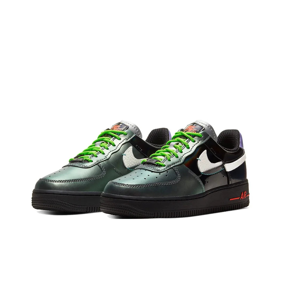 Chaussures de skateboard Nike Air Force 1 pour femme, coupe basse, gris/vert