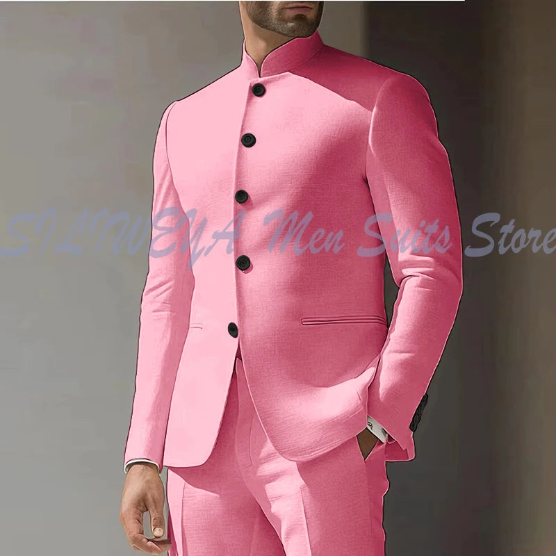 Costume Homme Blanc en Lin, Simple Boutonnage, 2 Pièces (Veste et Pantalon), pour Occasions Spéciales, Formel, Personnalisable, Vêtement Masculin Tendance Classique 2025