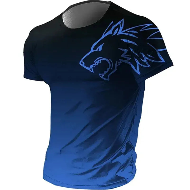 T-shirts pour hommes fitness vêtements de sport 2024 été Vintage hommes 3d imprimé séchage rapide dégradé T-shirt Animal loup à manches courtes