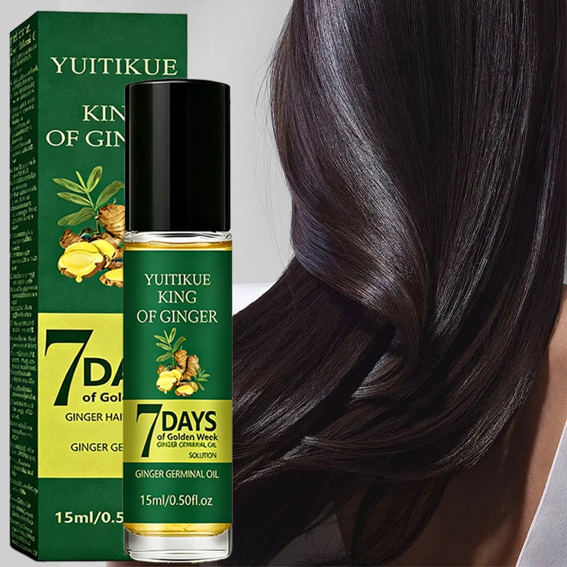 YUITIKUE King of Ginger Huile Germinale 7 Jours - Sérum de Croissance Capillaire Solution Nutritive au Gingembre pour des Cheveux Plus Épais et Plus Volumineux