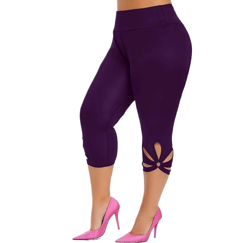 Leggings extensibles grande taille pour femmes, pantalon capri décontracté sans couture à taille élastique, longueur courte, legging essentiel pour femme
