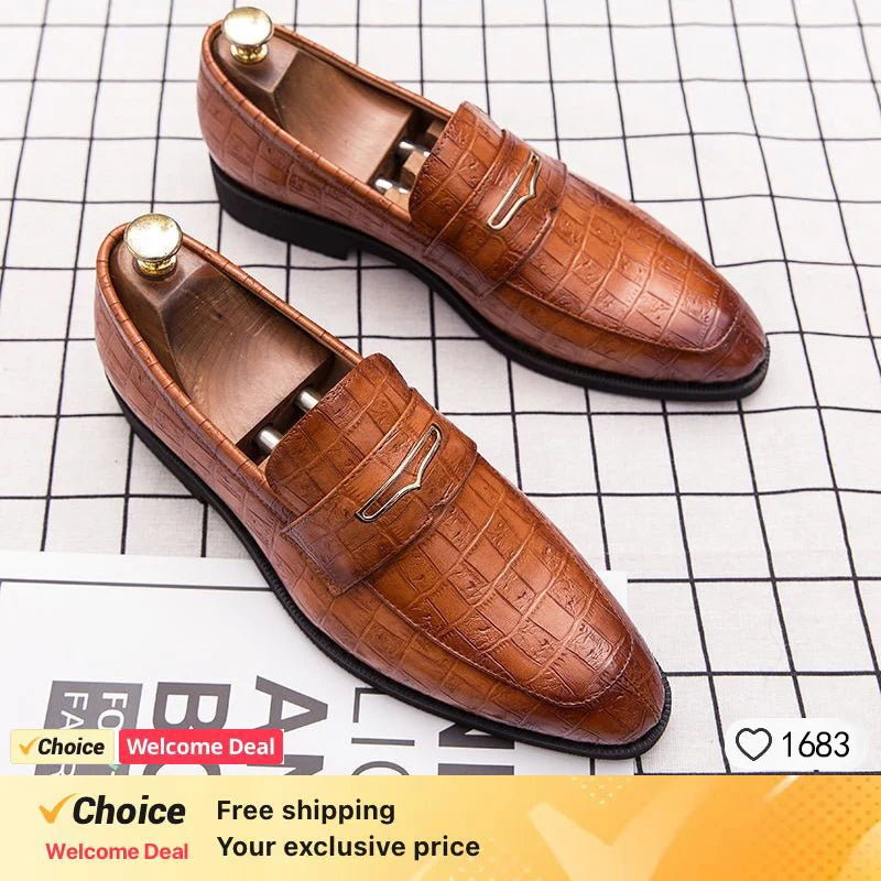 Chaussures provoqué rétro en cuir véritable pour hommes, crocodile, pantoufles de fête de mariage, mode italienne, grande taille, Mars
