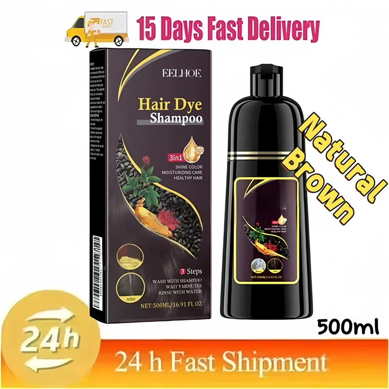 Shampoing de teinture capillaire 3 en 1 pour cheveux gris, crème de soin capillaire nourrissante de sécurité à base de plantes naturelles pour femmes et hommes