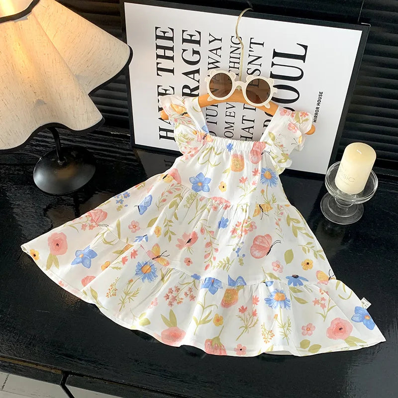 Robe d'été 2026 pour filles à manches volantées, robes de princesse imprimées à volants pour enfants de 1 à 12 ans, vêtements de vacances