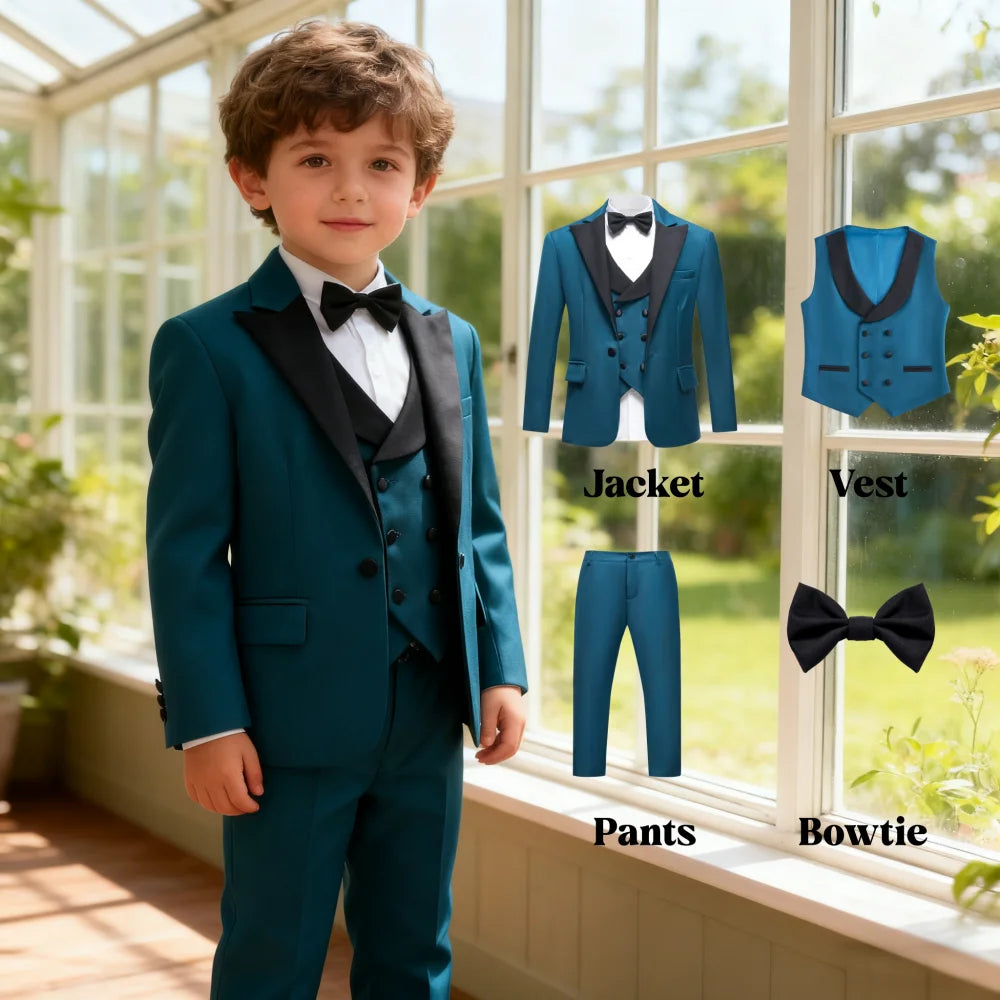 DTLumika populaire Aqua garçon costume ensemble pour mariage 3 pièces costume ensemble formel smoking veste gilet pantalon enfants Photo Shot Oufit