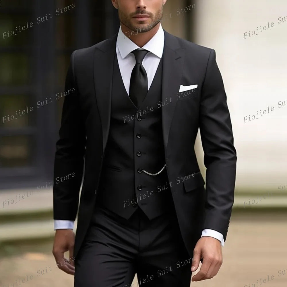 Costume ivoire pour hommes, Tuxedos d'affaires pour occasions formelles, marié, fête de mariage, bal de promo, ensemble 3 pièces, Blazer, gilet, pantalon