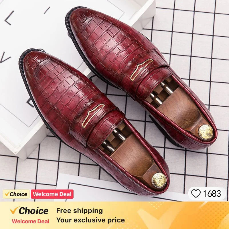 Chaussures provoqué rétro en cuir véritable pour hommes, crocodile, pantoufles de fête de mariage, mode italienne, grande taille, Mars