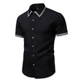 Chemise blanche décontractée à manches courtes pour homme, col à revers à simple boutonnage, chemises de bureau tendance pour homme avec patchwork