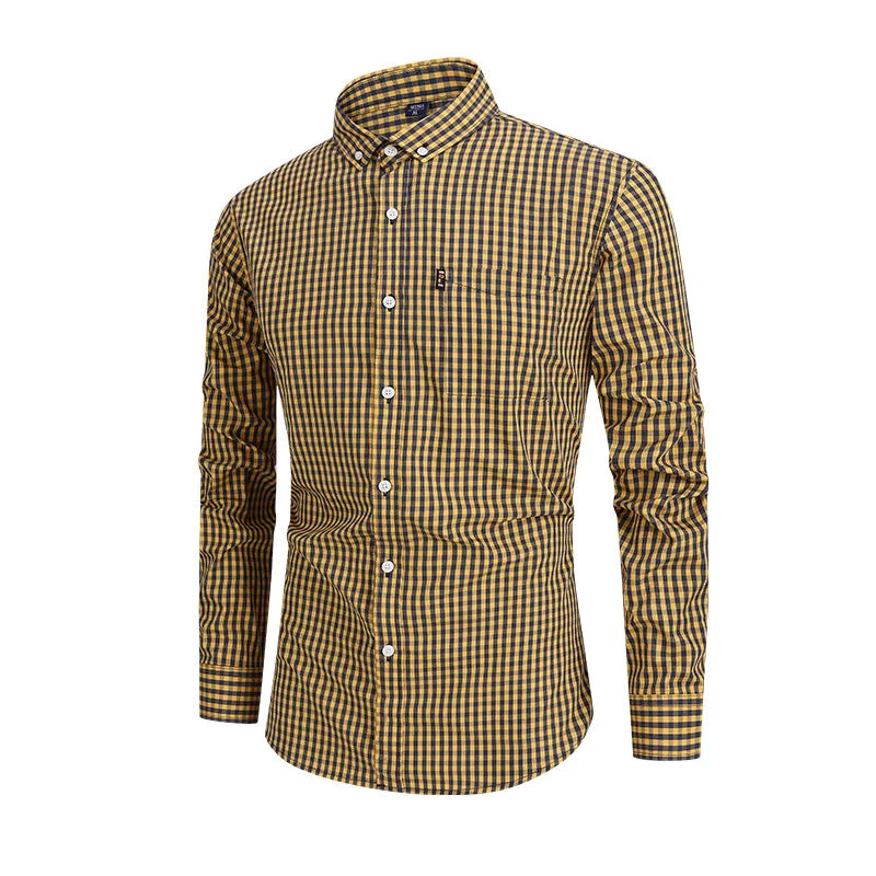2025 nouveaux hommes coton Plaid à manches longues chemise classique Plaid chemise décontractée respirant et confortable affaires décontracté