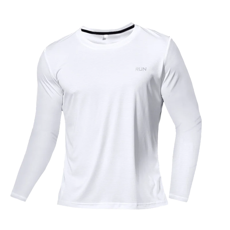 T-Shirt à manches longues en soie glacée pour hommes, Section fine, séchage rapide, respirant, Simple, vêtements de sport décontractés en plein air, équipement de Fitness, printemps