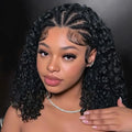 Perruque Bob tressée style cornrow, cheveux humains brésiliens bouclés profonds, sans nœuds, perruque complète en dentelle 13x4, pré-tressée, style boho box braids pour femmes