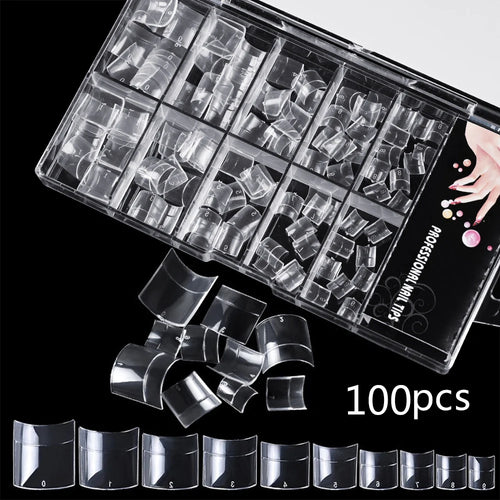 100 pièces clair court carré ongles conseils demi couverture Gel doux français faux ongles pointe artificielle acrylique press-ons pour Extension d'ongle bricolage