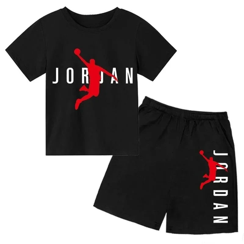Ensemble 2 pièces T-shirt à manches courtes et short imprimé lettres Summer Brand pour garçons et filles – Tenue décontractée et tendance pour enfants