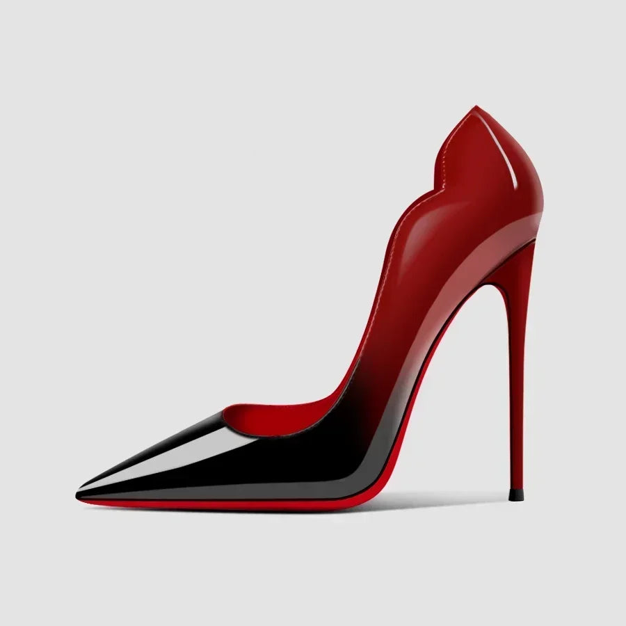 2025New dégradé fond rouge grands talons Sexy motif léopard pointu professionnel chaussures pour femmes noir Graduation chaussures simples