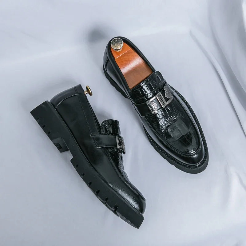 Hommes mocassins fête affaires à semelles épaisses hommes chaussures en cuir robe plate-forme chaussures confortable mode nouvelles chaussures décontractées pour hommes