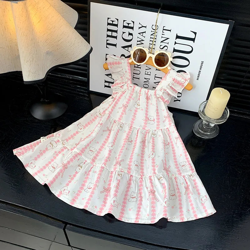 Robe d'été 2026 pour filles à manches volantées, robes de princesse imprimées à volants pour enfants de 1 à 12 ans, vêtements de vacances