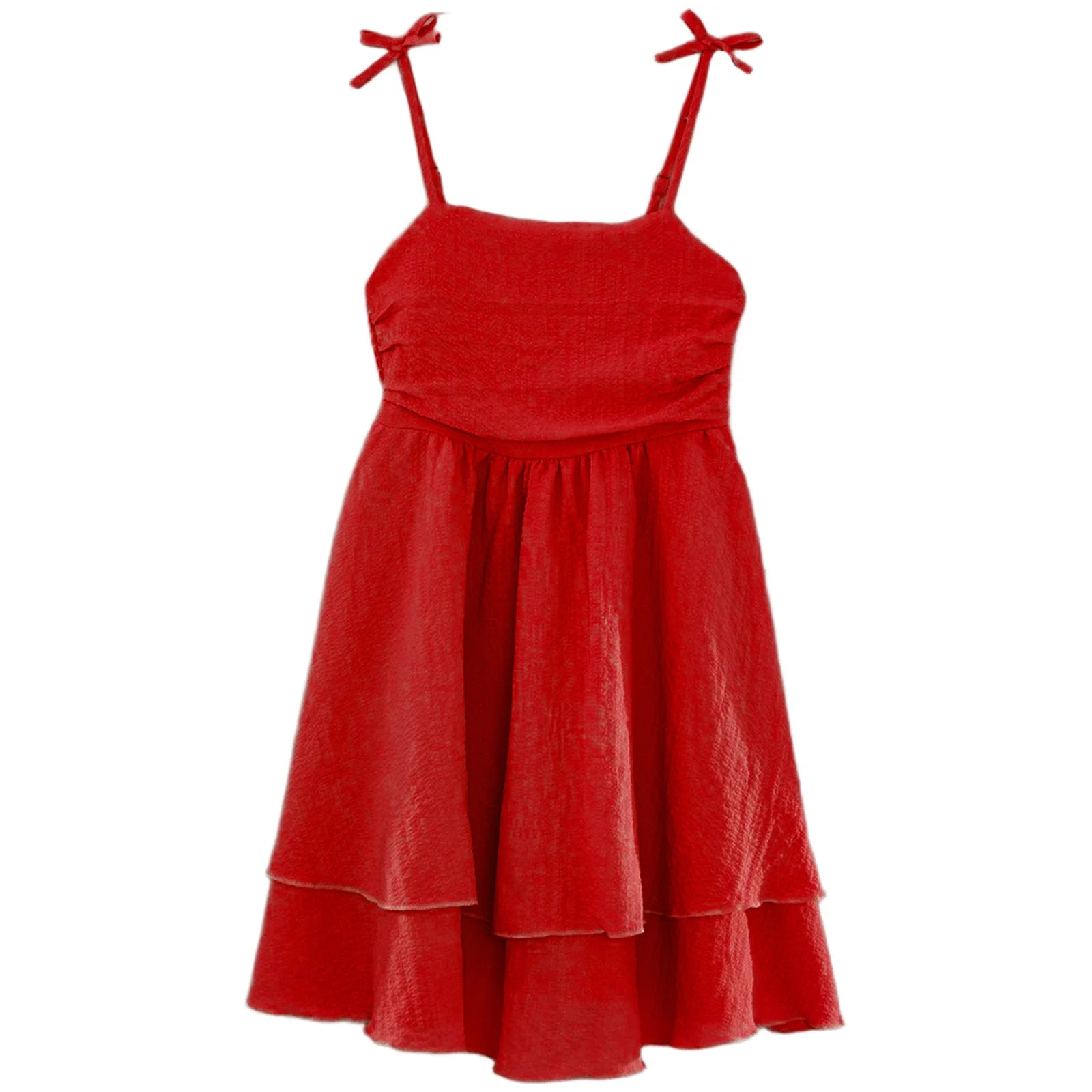 Robe d'été à bulles bouffantes pour enfants filles, bretelles Spaghetti, sans manches, ourlet fluide à volants, robe de princesse pour fête sur la plage et vacances