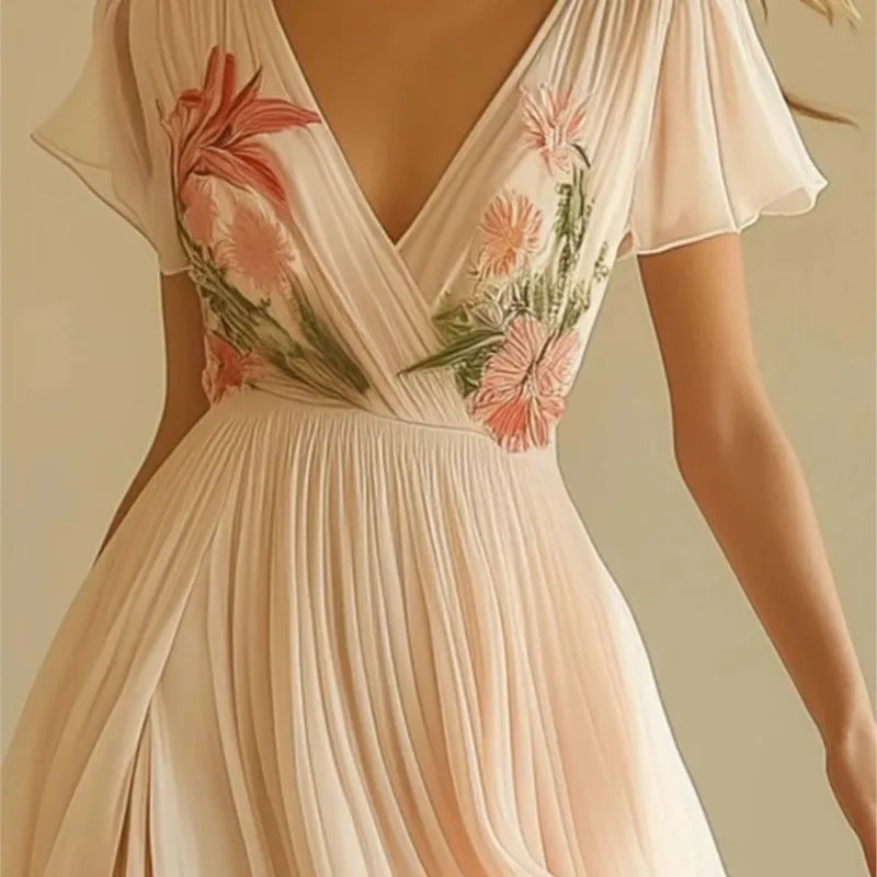 Vêtements pour femmes tendance 2020, robes d'été à manches courtes, taille haute, Sexy, col en V, imprimé Floral, style Boho, robe de vacances