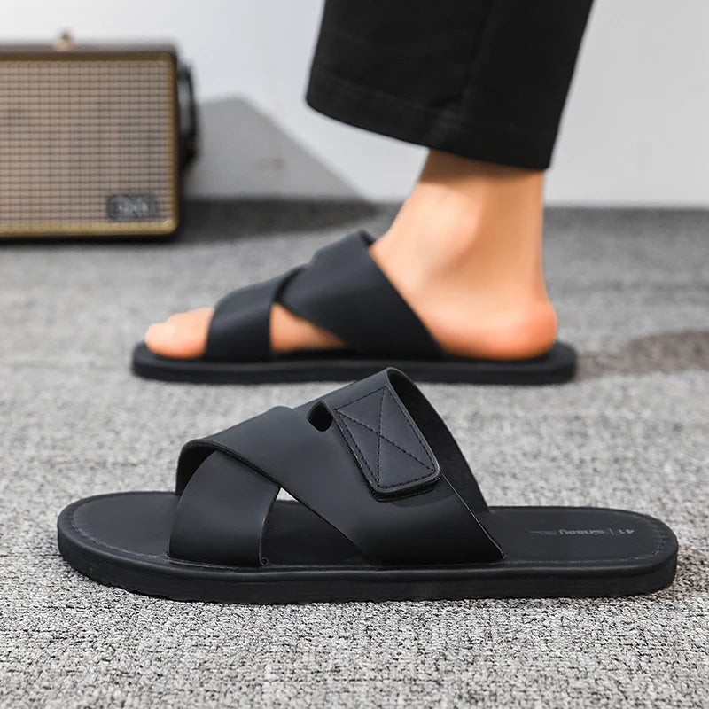 Sandales pour hommes 2026, nouvelle collection été, style coréen, sport et loisirs, légères et confortables, semelle plate, grandes tailles 46