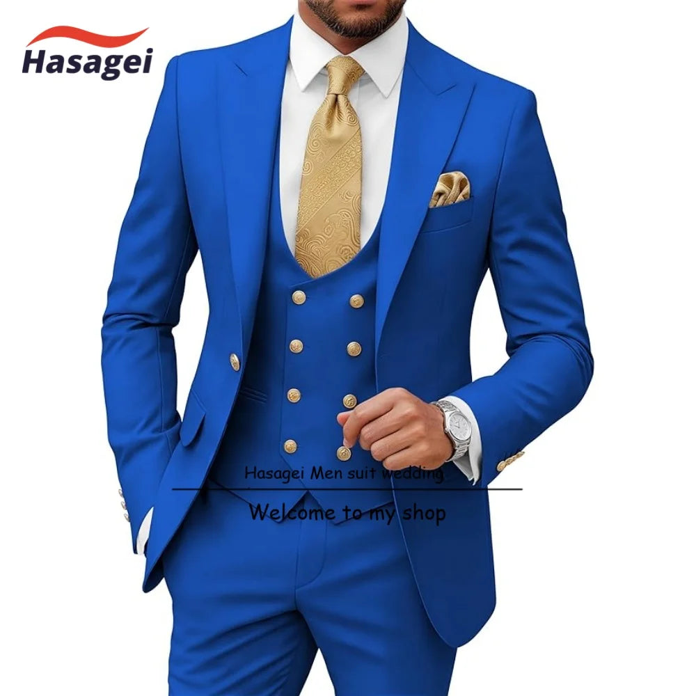 Costumes pour hommes 3 pièces, coupe ajustée, pour mariage, bal de promo, smoking, costumes formels pour hommes d'affaires