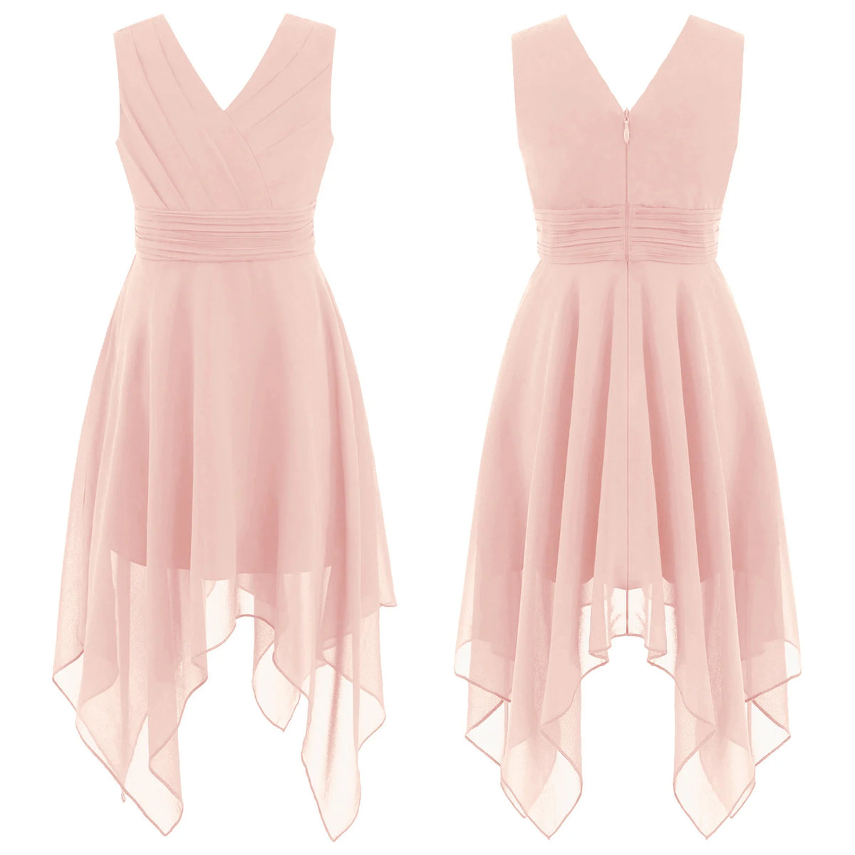 Robe de princesse en mousseline de soie pour petites filles, en dentelle florale, ourlet haut et bas, robe de soirée formelle de demoiselle d'honneur, vêtements de danse lyrique d'été