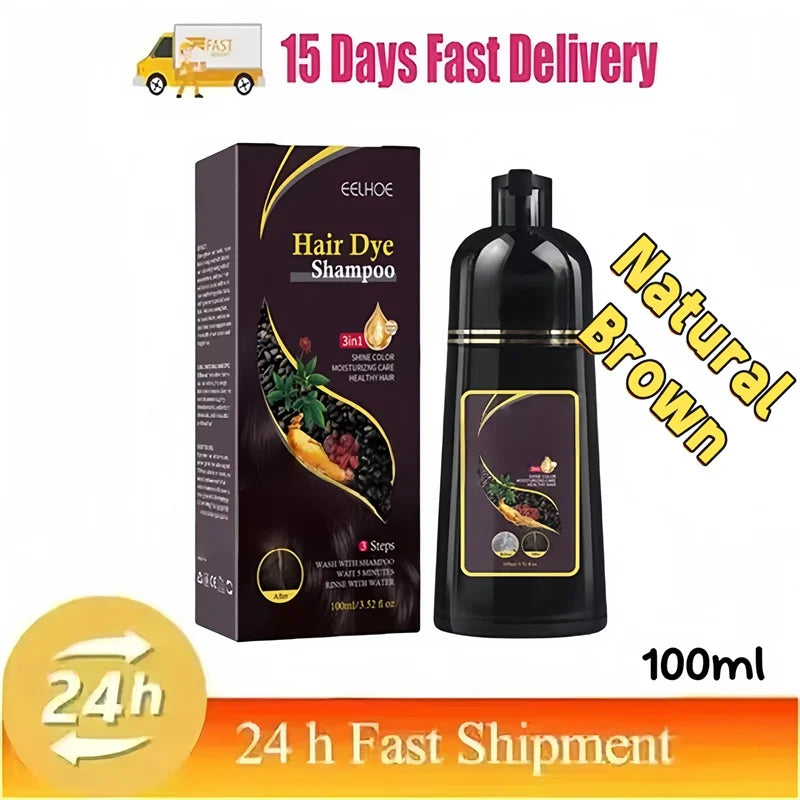 Shampoing de teinture capillaire 3 en 1 pour cheveux gris, crème de soin capillaire nourrissante de sécurité à base de plantes naturelles pour femmes et hommes