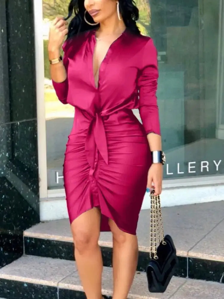 Femmes Sexy col en V profond Mini robes dames à manches longues fête Club robe moulante