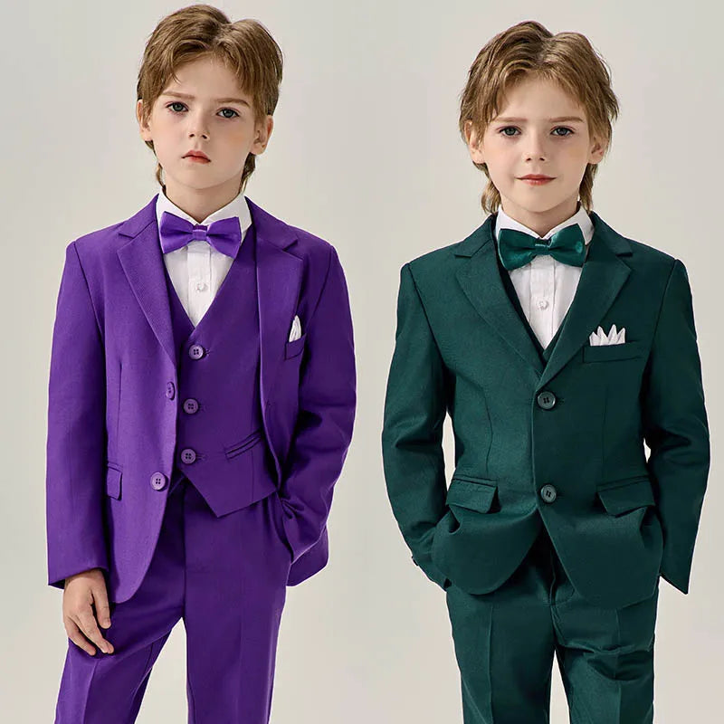 Jakcet-Robe de Soirée Verte avec Nministériels d Papillon pour Enfant, Costume de Cérémonie d'Anniversaire, Photographie de Mariage, 4 Pièces/Ensemble