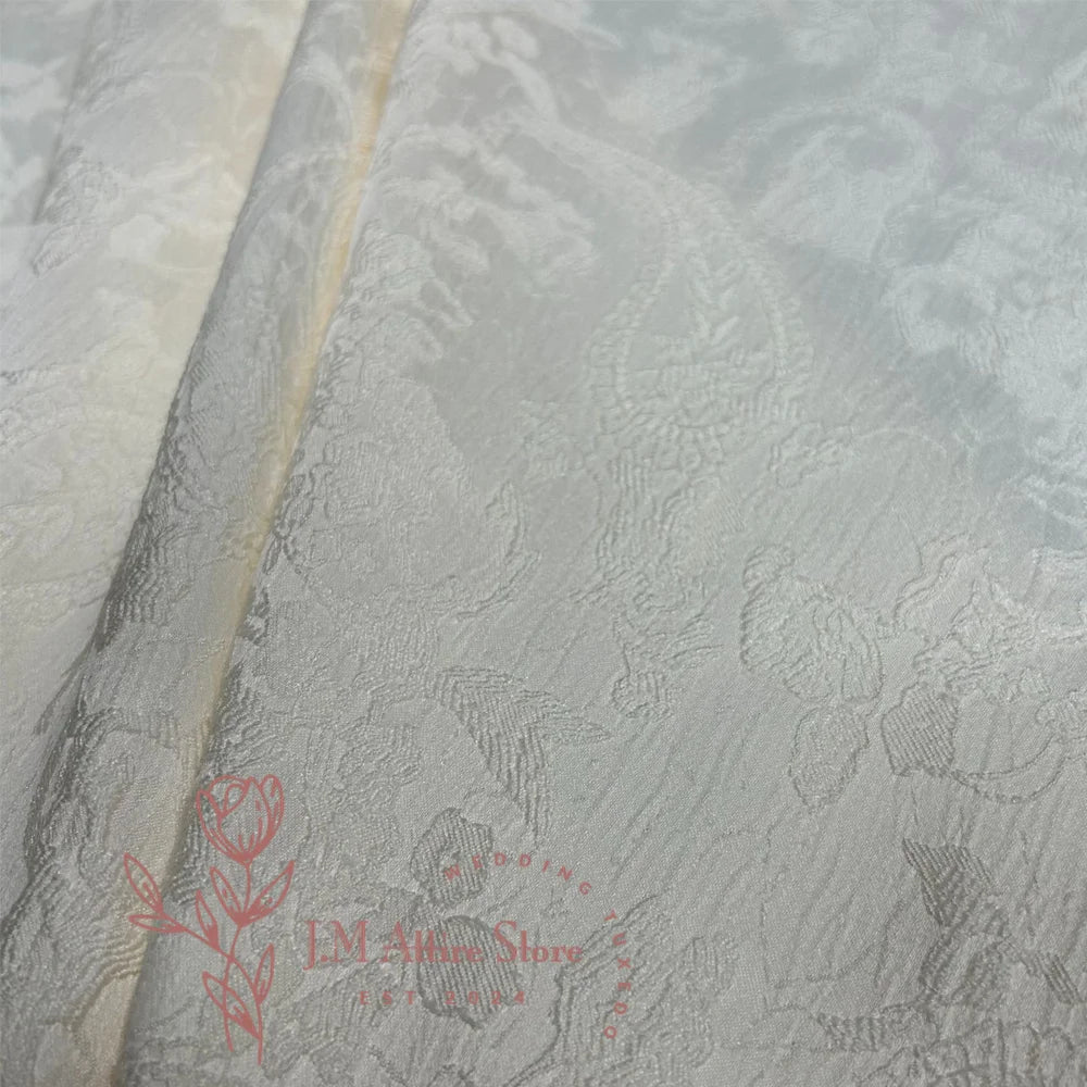 Costume 2 pièces Haute Couture pour hommes, ensemble veste et pantalon en Jacquard blanc exquis pour mariés de mariage, Cocktail, bal de promo, smoking formel