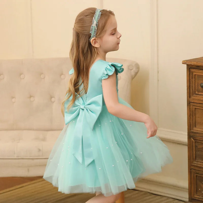 Robe de princesse en maille pour filles, tenue de princesse Simple et exquise, sans manches, légère et polyvalente, tendance, rétro, élégante