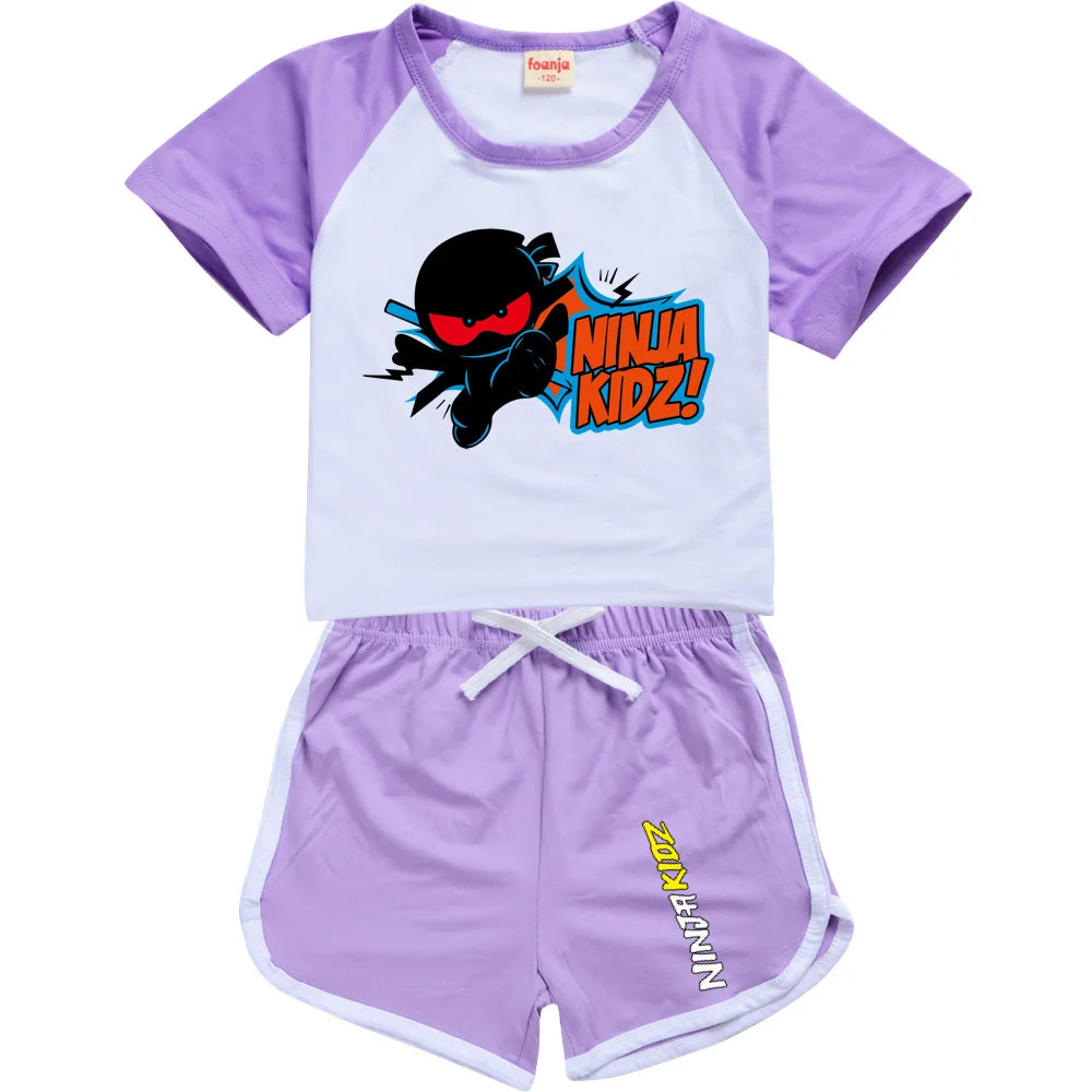 Ninja Kidz enfants vêtements coton Sport survêtements T-shirts sweat costume dessin animé motif ensemble adolescent bébé garçons filles vêtements