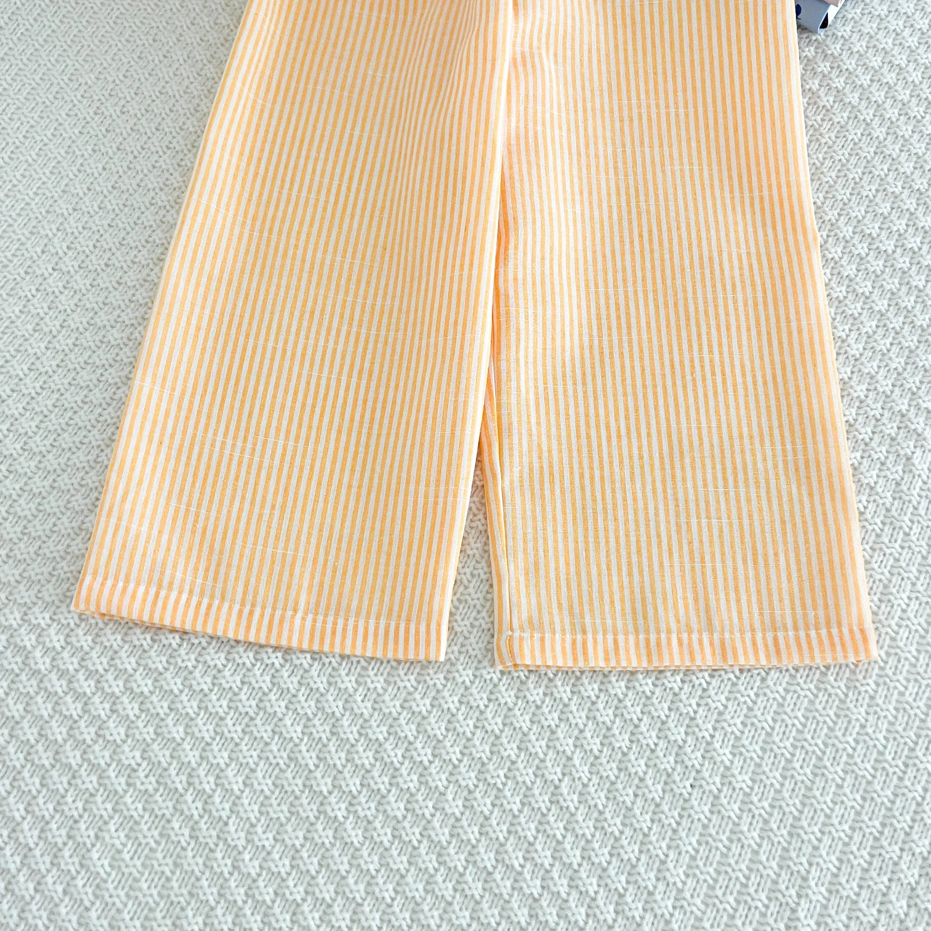 Costumes d'été pour filles, ensemble deux pièces sans manches avec nœud à rayures verticales bleues, haut + pantalon, vêtements doux pour enfants