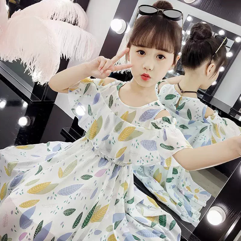 Robe d'été fine pour fille, robe de princesse florale en mousseline, vêtements d'été décontractés pour enfants, robes pour filles, Vestidos