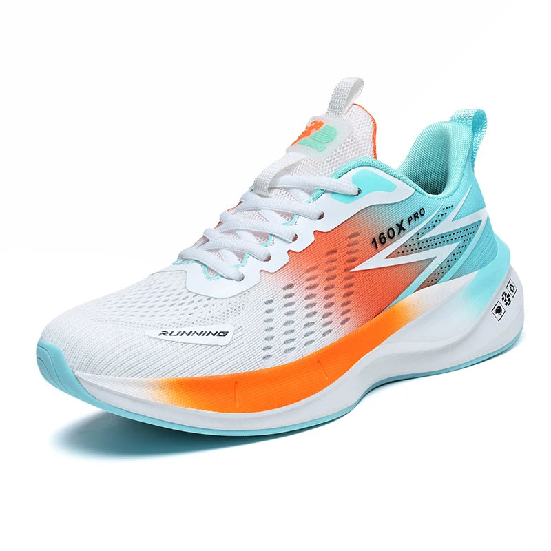 Chaussures de course à semelle en carbone pour hommes, chaussures de sport à coussinets souples, absorbant les chocs, baskets unisexes, chaussures d'entraînement légères antidérapantes