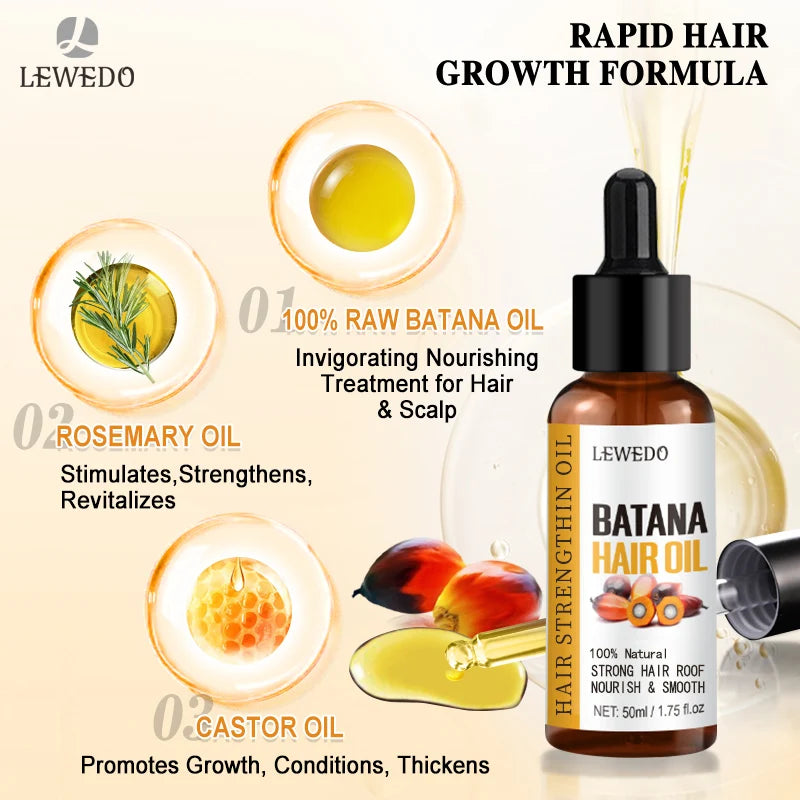 Lewedo Naturals huile de Batana croissance rapide des cheveux pour hommes femmes huile de Batana Pure nourrir les cheveux brillants soins capillaires sains Anti perte de cheveux
