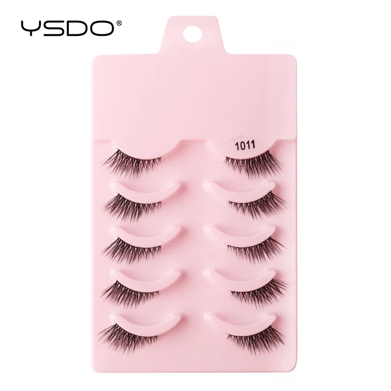 YSDO-Demi cils de chat doux, bande claire naturelle, faux cils, contaminants naturels, py, faux cils de vison 3D, outils de maquillage, 5/10 paires