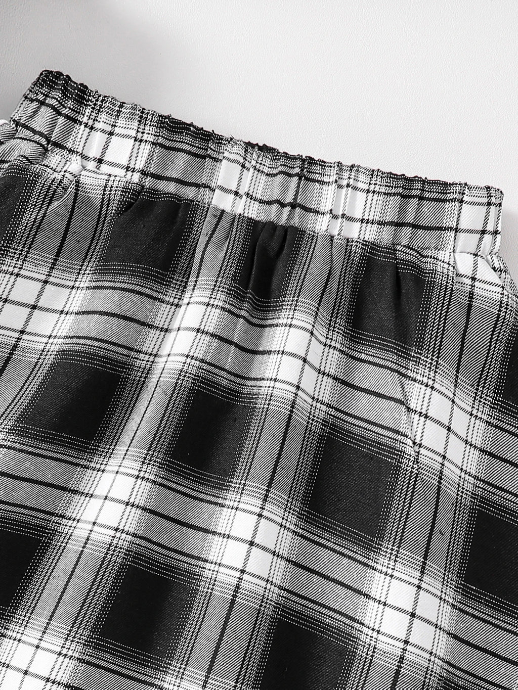 Ensemble 2 pièces décontracté pour filles, chemise à revers noir, manches longues, lettres imprimées, jupe à carreaux, nouvelle collection printemps automne