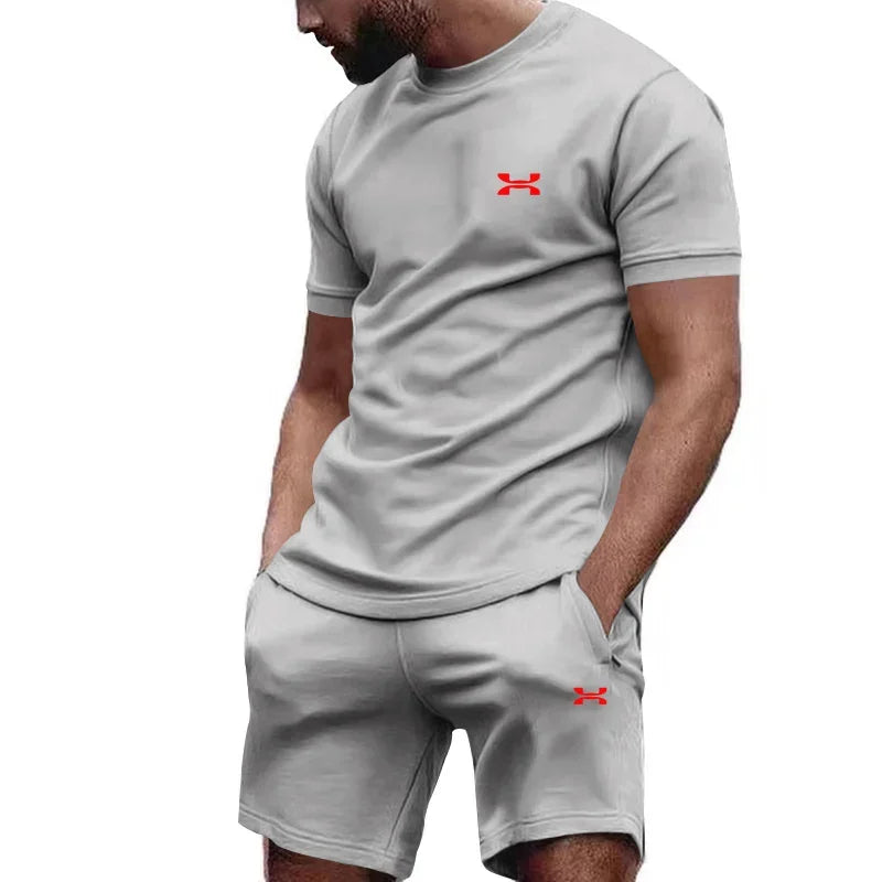 Nouveau été hommes décontracté shorts à manches courtes 2 pièces ville rue mode T-shirt shorts costume hommes cool course offre spéciale