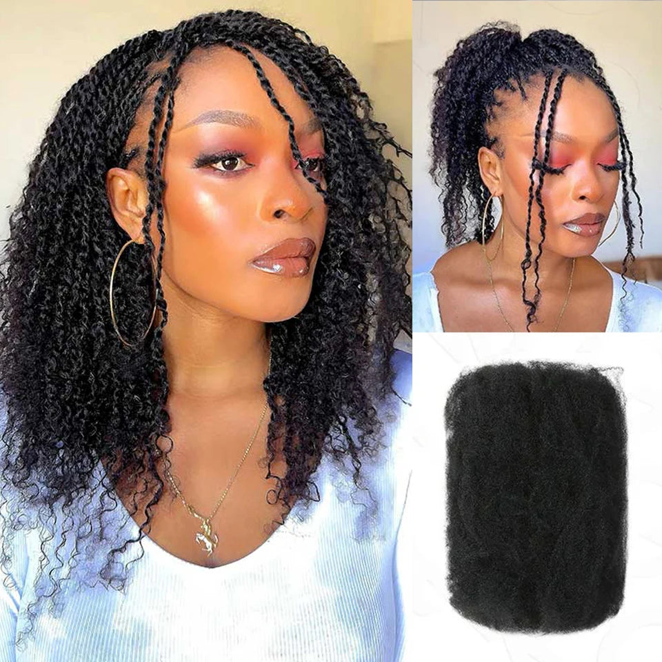 Élégant Remy Afro bouclés cheveux en vrac pour tressage péruvien QVR Afro crépus bouclés cheveux humains en vrac naturel brun couleur tresses cheveux
