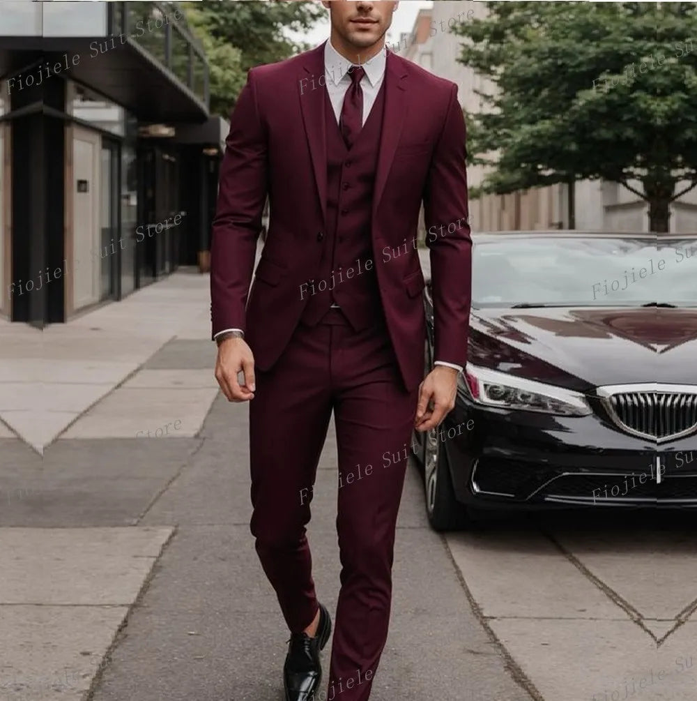 Costume ivoire pour hommes, Tuxedos d'affaires pour occasions formelles, marié, fête de mariage, bal de promo, ensemble 3 pièces, Blazer, gilet, pantalon