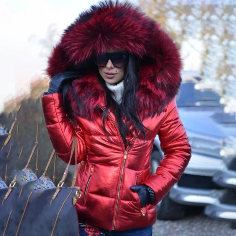 Veste à capuche en fourrure de couleur unie pour femme, Parka courte rembourrée en coton, à la mode, décontractée, nouvelle collection automne hiver